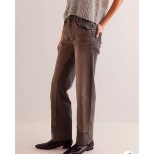 We The Free Free People Risk Taker Mid Rise Straight Leg Jeans Brown Gray 28